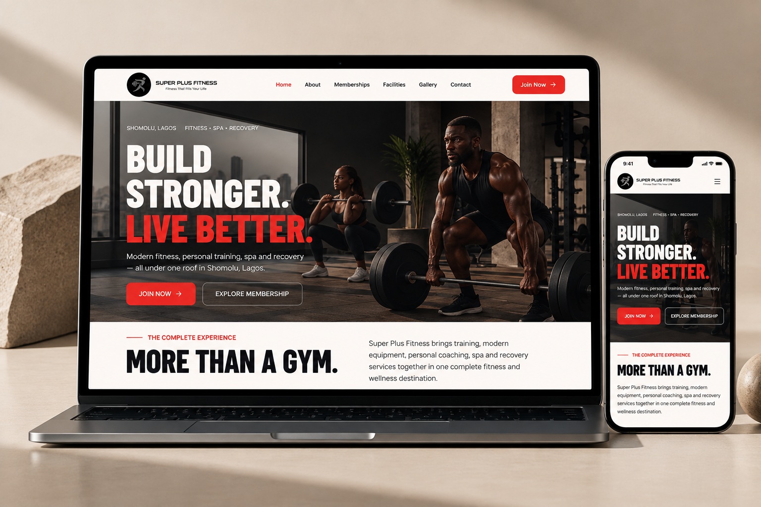 Super Plus Fitness & Spa website and product presentation